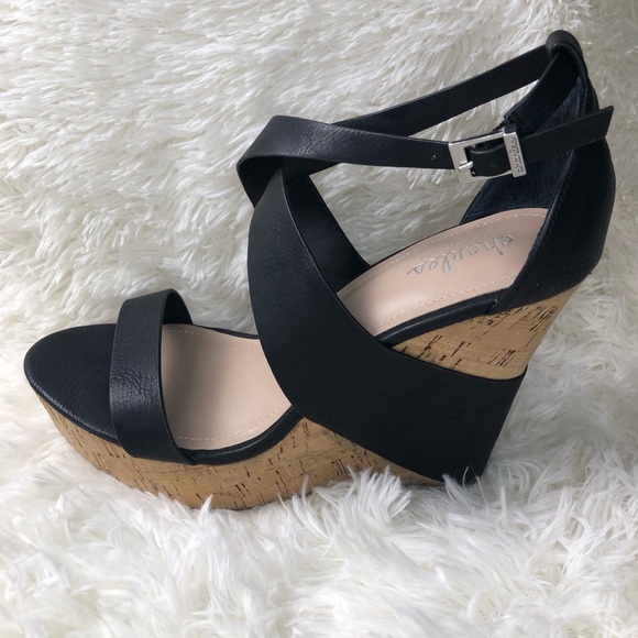 Black and Tan Wedge Sandals size 9 NWOT - Picture 2 of 14